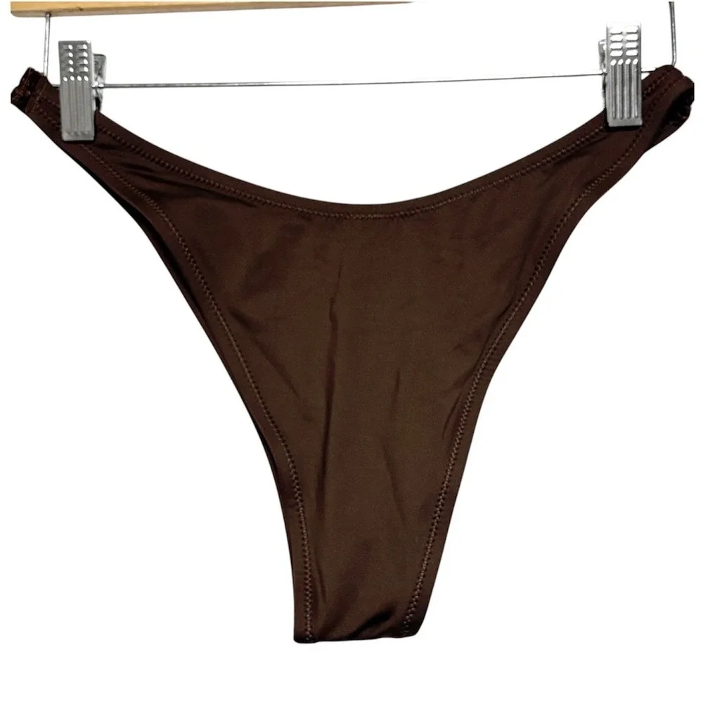 Skims Signature Swim Bottom Cheeky Tanga Coca Brown Resortwear Womens Medium